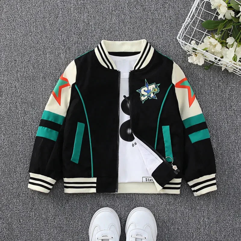 Boys Star Pattern Baseball Jackets