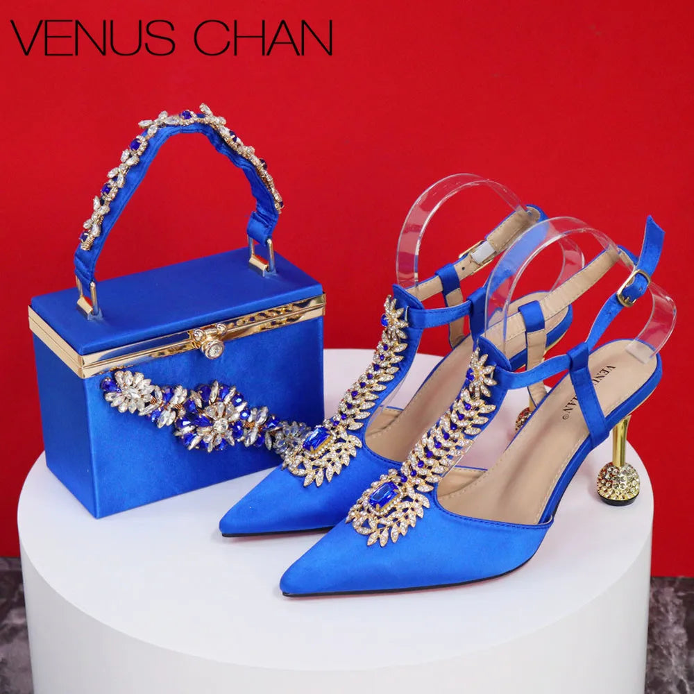 Women Party Shoes Matching Bag Set For Luxury Wedding Party