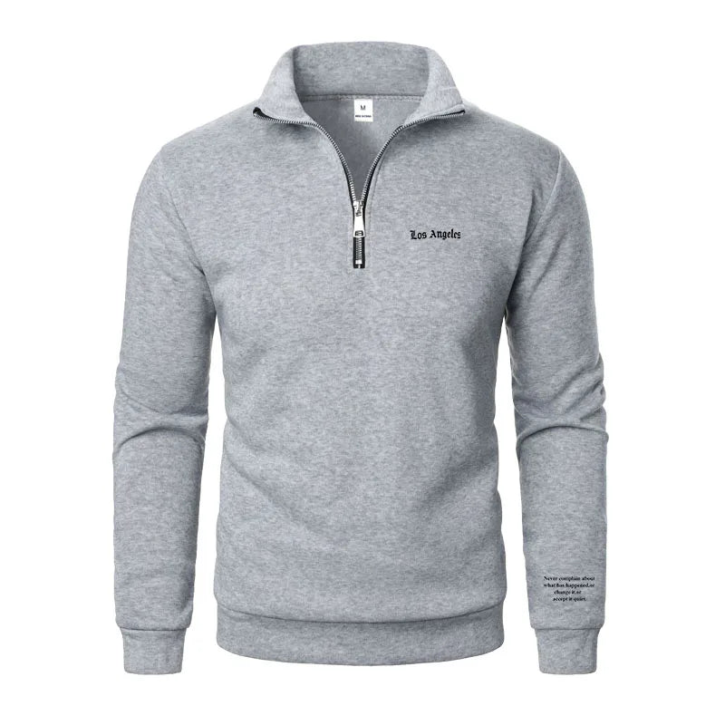 Spring and Autumn new casual half zipper stand up collar hoodie trend simple and loose oversized fleece men's hoodie