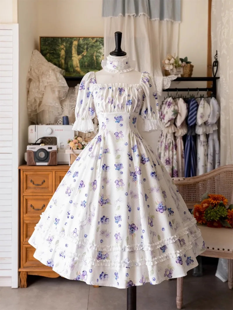 Classical Elegant Kawaii Dress Lolita Short Sleeved Slim Fit Long Vestidos