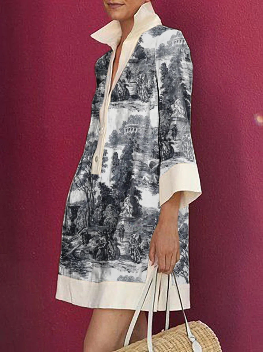 Female Vintage Elegant Printed Party Evening Mini Dresses