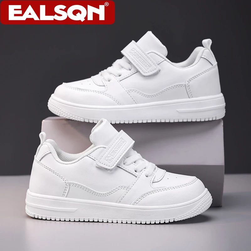 White Kids Sneakers Boys Sports Running Shoes Breathable Mesh Lightweight Comfortable Outdoor Tennis Casual Walking Shoes