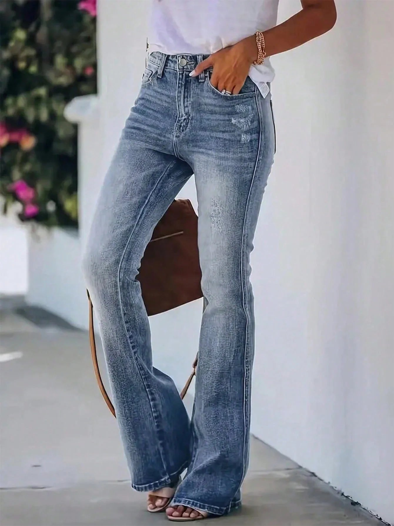 Women's horn jeans high waist Denim pants