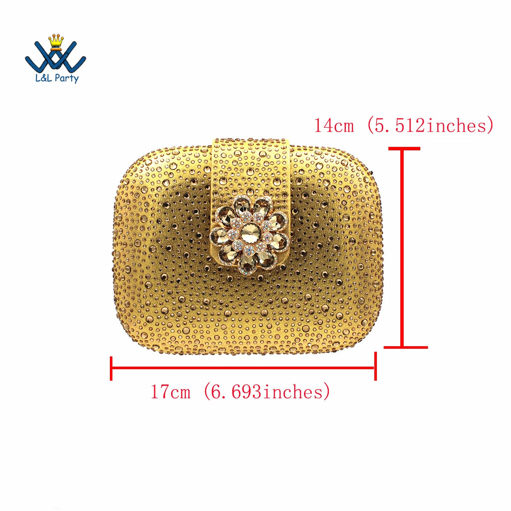 Peep Toe Spring Autumn Lady Shoes and Bag Set in Gold Color