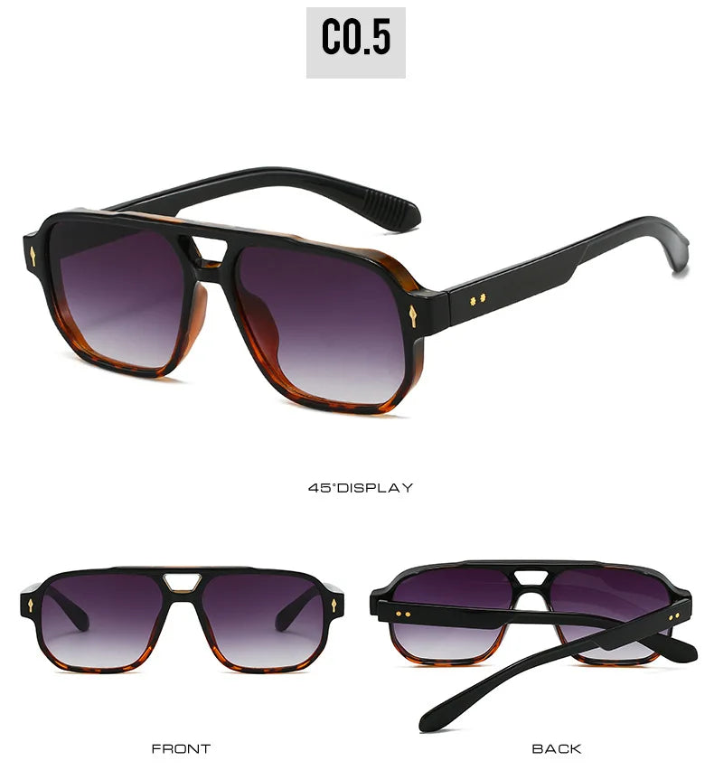 Fashion Square Sunglasses Women Men Driving Rivets Arrow Decoration Casual Travel Suitable for All Sun Glasses Uv400