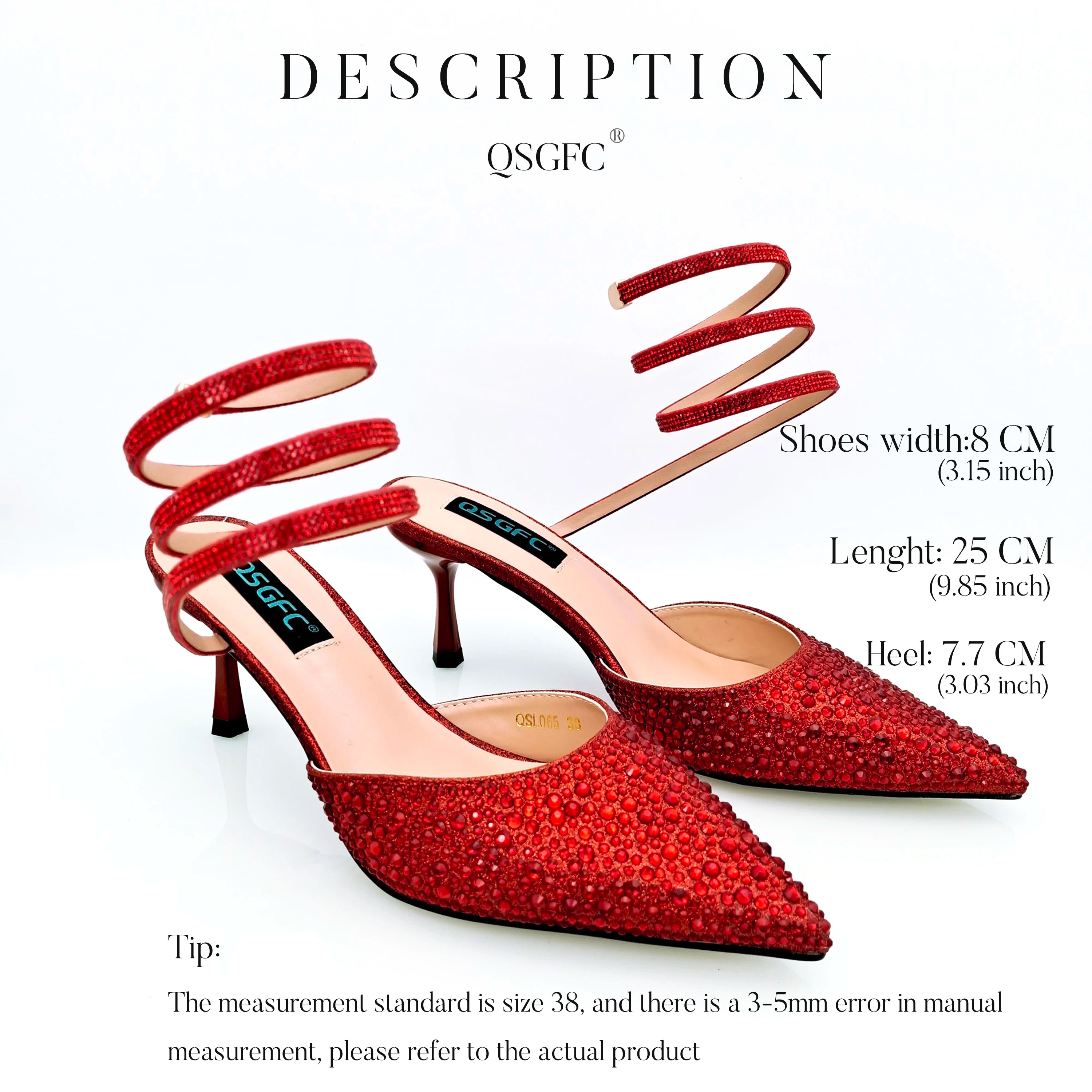 Shoes And Bag Full Diamond Women's Pointed Toe High Heels