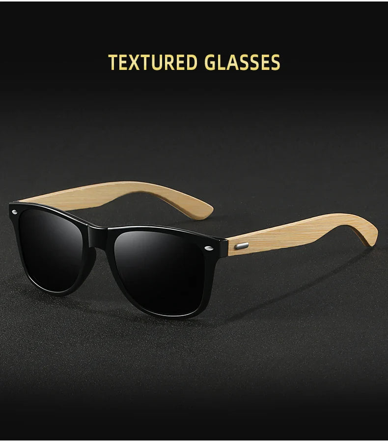 Fashion Bamboo Wood Vintage Square Sunglasses Men Women Luxury Brand Designer Sun Glasses Wooden Driving Fishing Eyewear