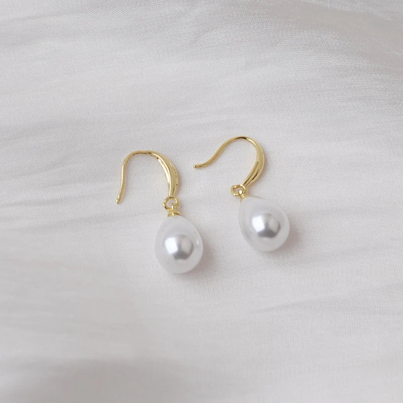 Water Drop Imitation Pearl Pendant Earrings for Women