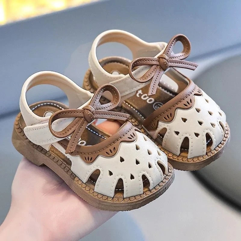 1-4Years Toddlers Shoe Children's Summer Sandals Baby Girls Breathable Bow Sandals Soft Sole Anti slip Princess Hollow Shoes