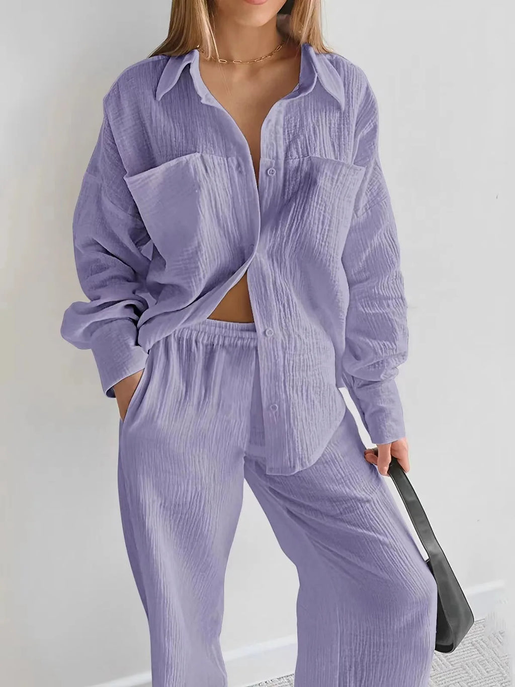 Pant Set with Pockets Long Sleeves for Women