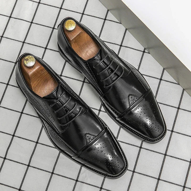 2025 High Quality Handmade Oxford Dress Shoes Men Genuine Cow Leather Suit Shoes Footwear Wedding Formal Italian Shoes Casual