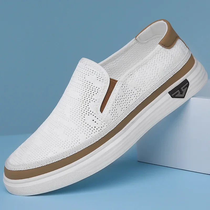 Men's handmade leather shoes luxury casual shoes white men's loafers office formal flat shoes outdoor men's sliding shoes