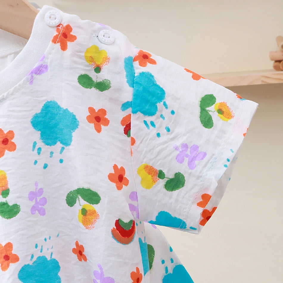 Soft Kids 2-Piece Set Breathable Short Sleeve Shorts