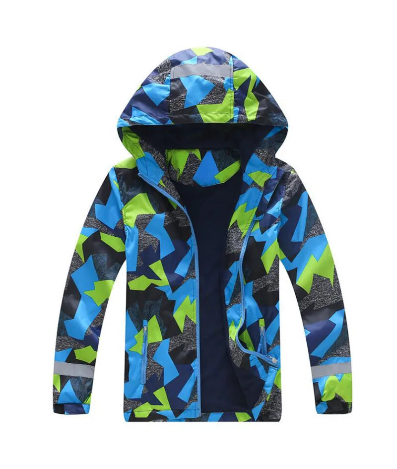 Boys Color Block Zip Up Casual Jacket
