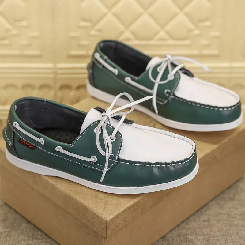 Men leather casual loafers slip-on soft business shoes comfortable summer formal footwear