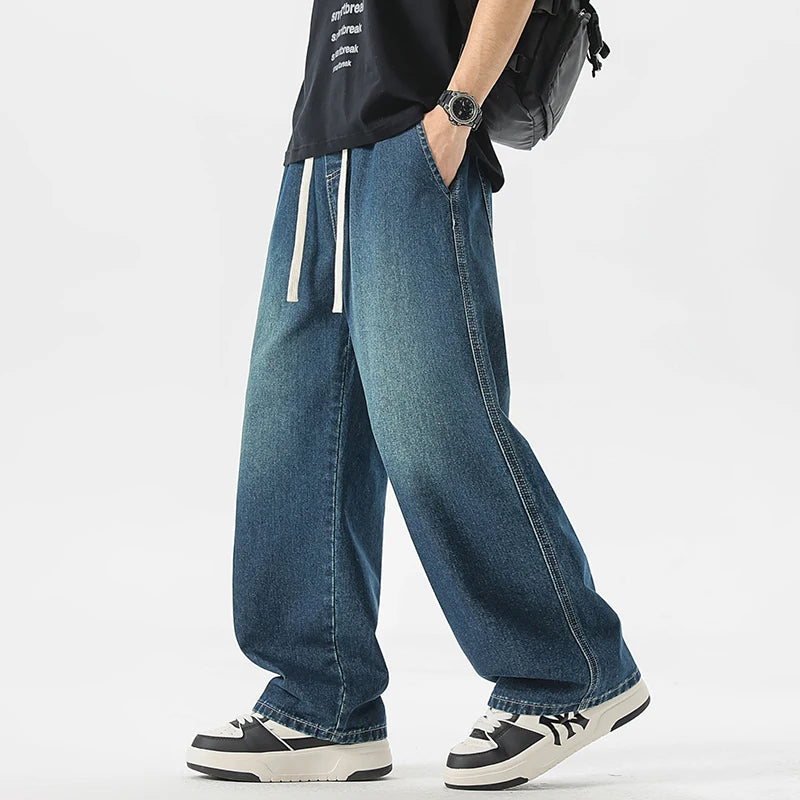 Men's Jeans American Loose Wide-leg Loose Straight Casual Trousers Street Hip-hop Baggy Jeans Black Grey  Blue Streetwear Men