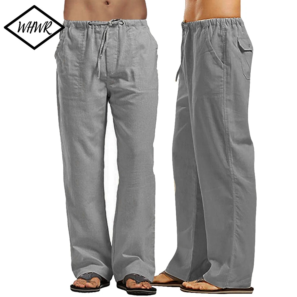 Men's Cotton Linen Pants Loose Cool Casual Long Pants