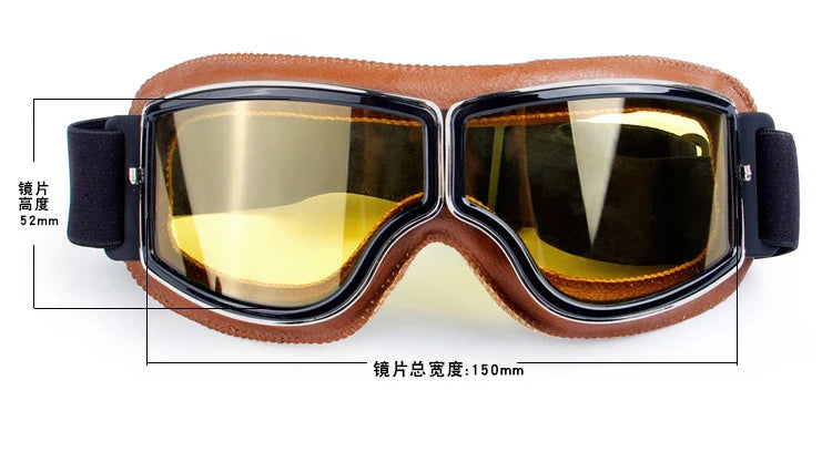Best Selling Vintage Goggles Motorcycle Leather Goggles Glasses Cruiser Folding Goggles Newest Sunglasses Motocross Safety