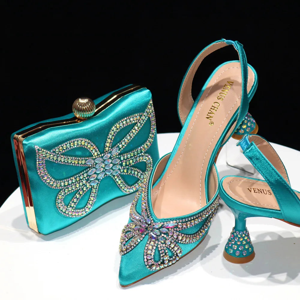 Bowknot Pointed Toe Women's Shoes Shallow Mouth Shoes Bag Set