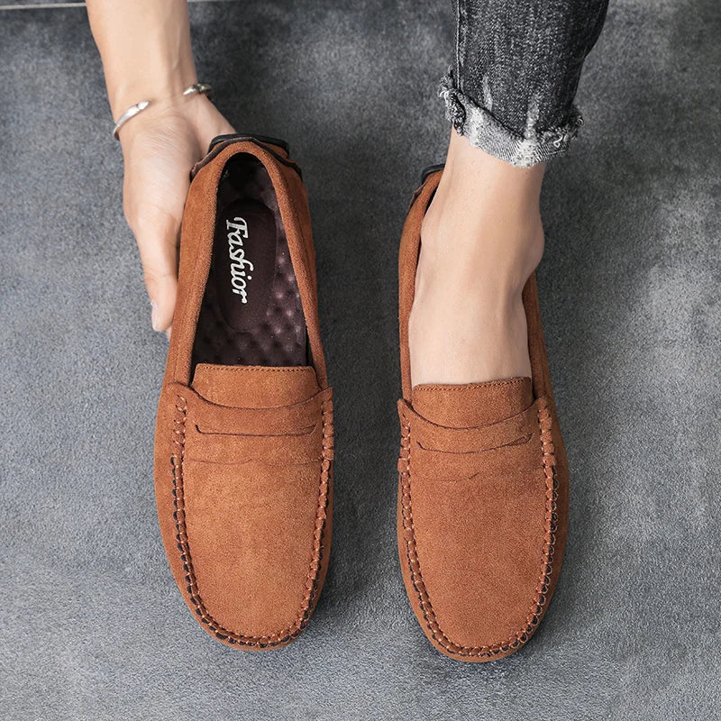 Fashion Lightweight Suede Men Casual Shoes Lazy Shoes Male Breathable Slip-on Mens Driving Shoes Comfortable Loafers Moccasins