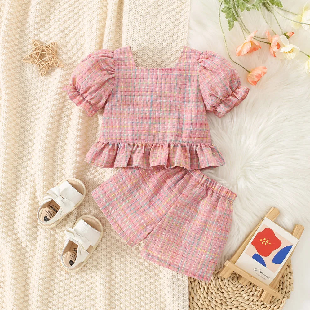 Baby Girl Bubble Sleeve Top And Shorts