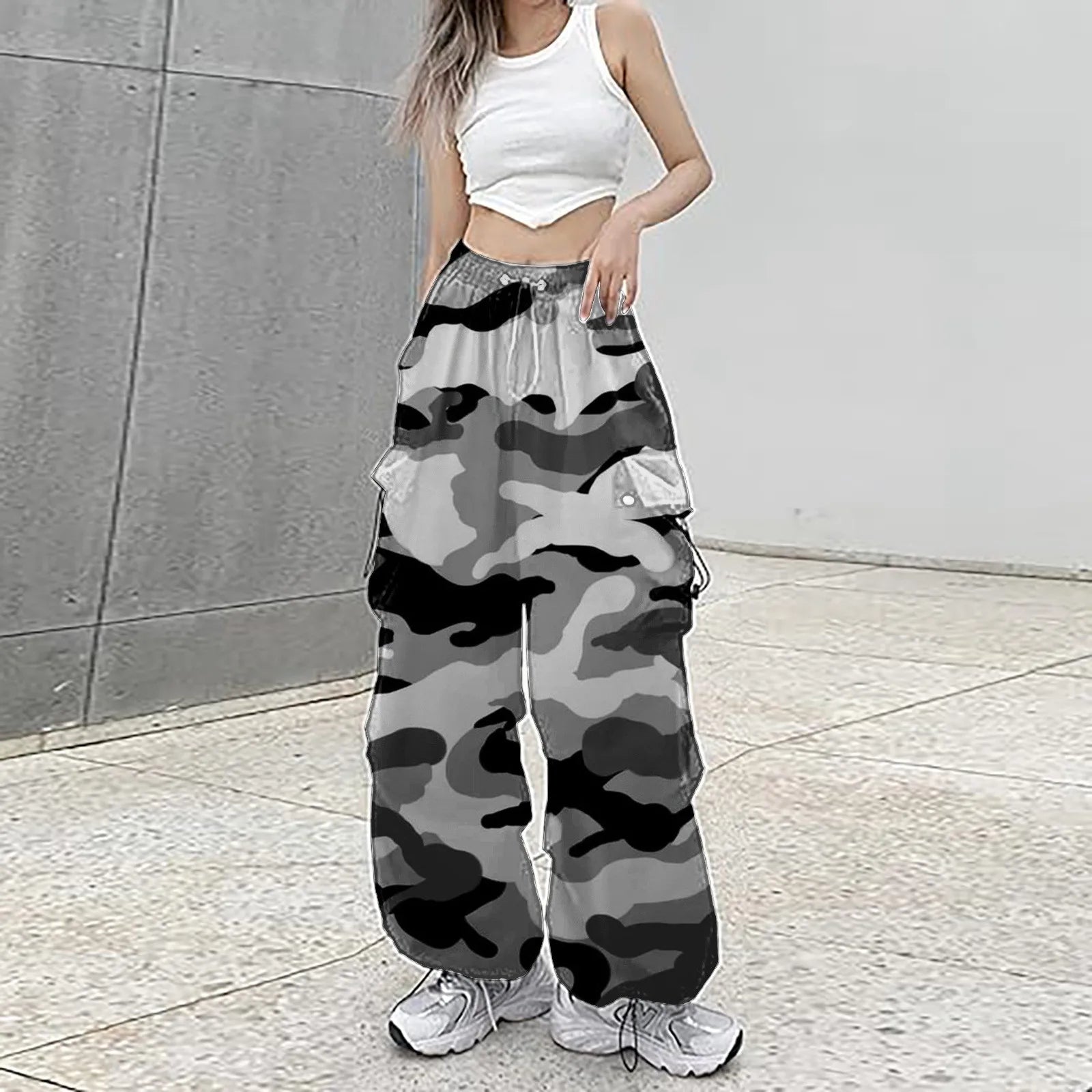 Women's Sweatpants Baggy Cargo Camo Print Pants Streetwear