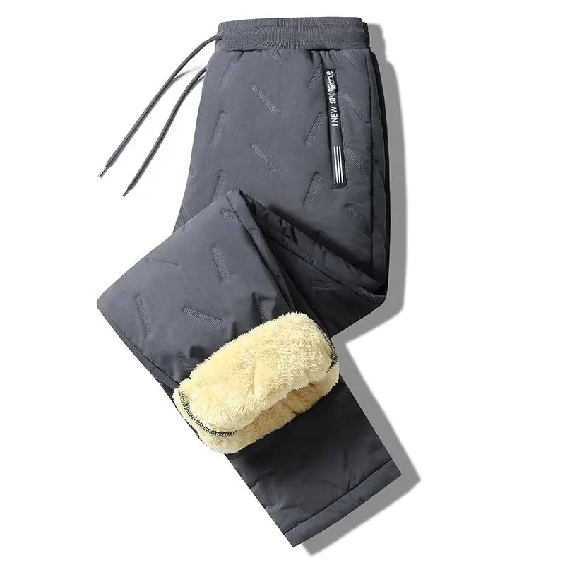 Men Plush Thick Fleece Sweatpants Lambswool Thermal Trousers