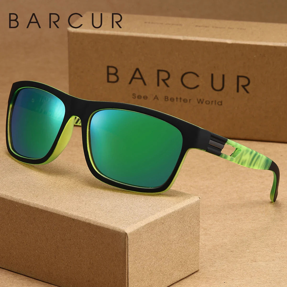 BARCUR Women Box Printed Polarized Sunglasses Tourism Camping Walking Sunscreen Tourism Brand Packaging Gift Giving Men Glasses