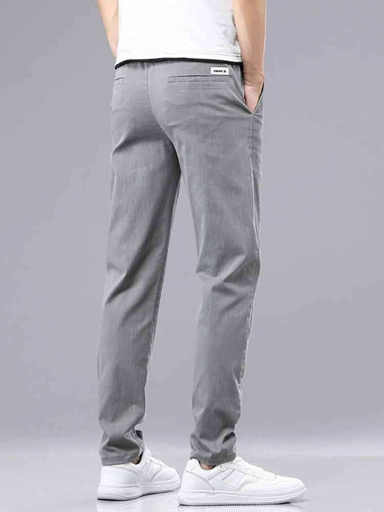 Brand Clothing Men's Casual Pants Spring Summer Thin Cotton Elastic Waist Design Jogging Trousers Solid Korean Men Sweatpants