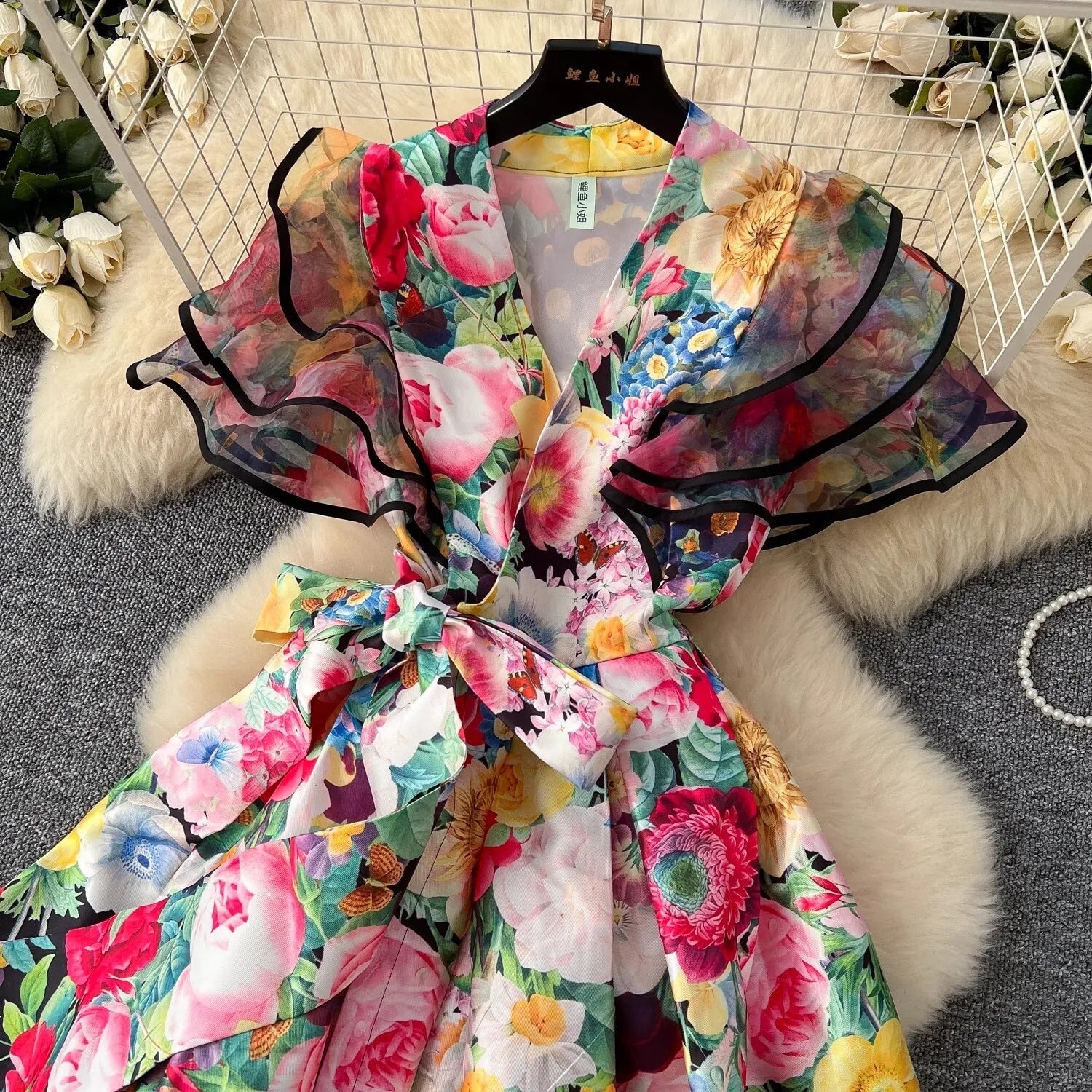 Long Maxi Dresses Summer Holiday Ruffles Sleeve Evening Party Dress