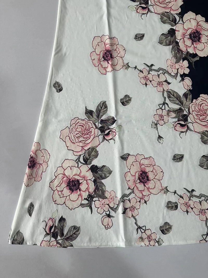 Women's New Dress V-neck Sleeveless Printed Large Hem Foreign Trade Dress