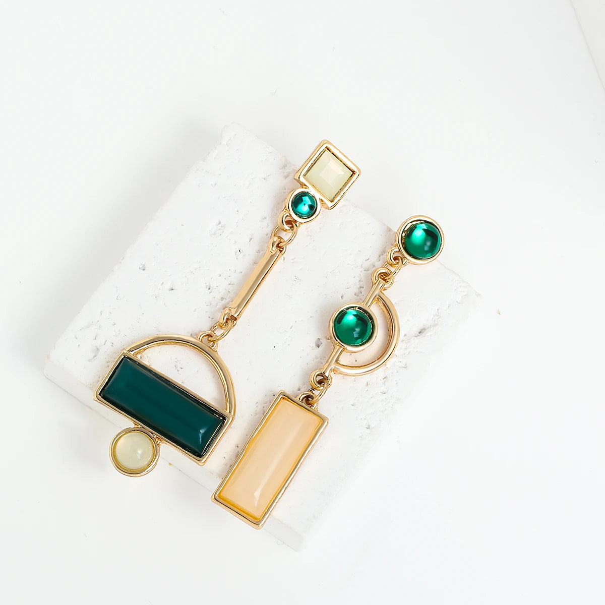 Asymmetry Irregular Enamel Geometric Drop Earrings for Women