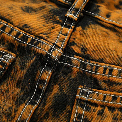 Denim Hole Jeans Personality Old Style Straight Design High Quality Men's pants