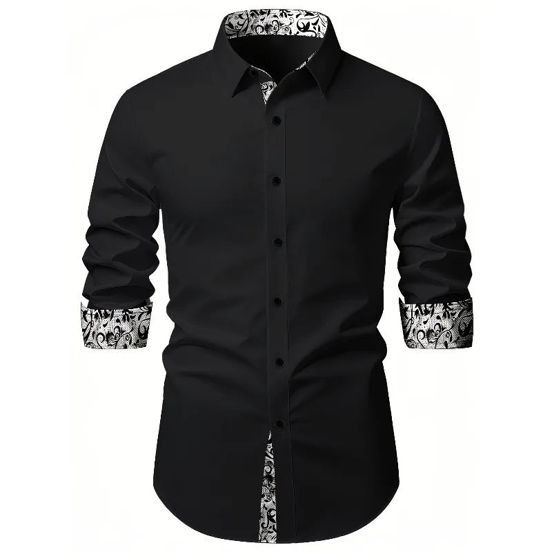 2025 FGKKS Men White Shirt Brand New Trendy Patchwork Long Sleeve Elastic Four Season High Street Male Dress Shirt