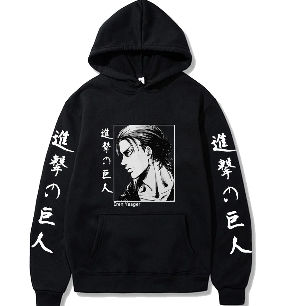 Attack on Titan Eren Yeager Autunm Printed Hoodie Brand Hoody Y2K Clothes Vintage Fashion Casual Unisex Long Sleeve Pullovers