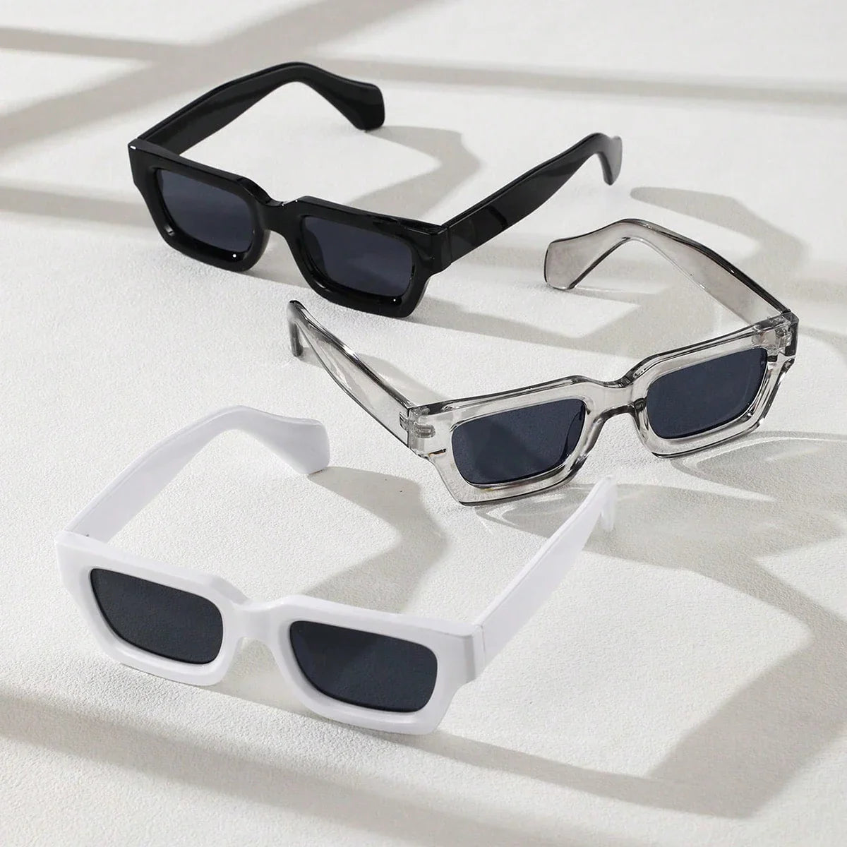 3/pcs 2pcs/set Women's Black White Plastic Frame Square Beach shade Fashionable glasses