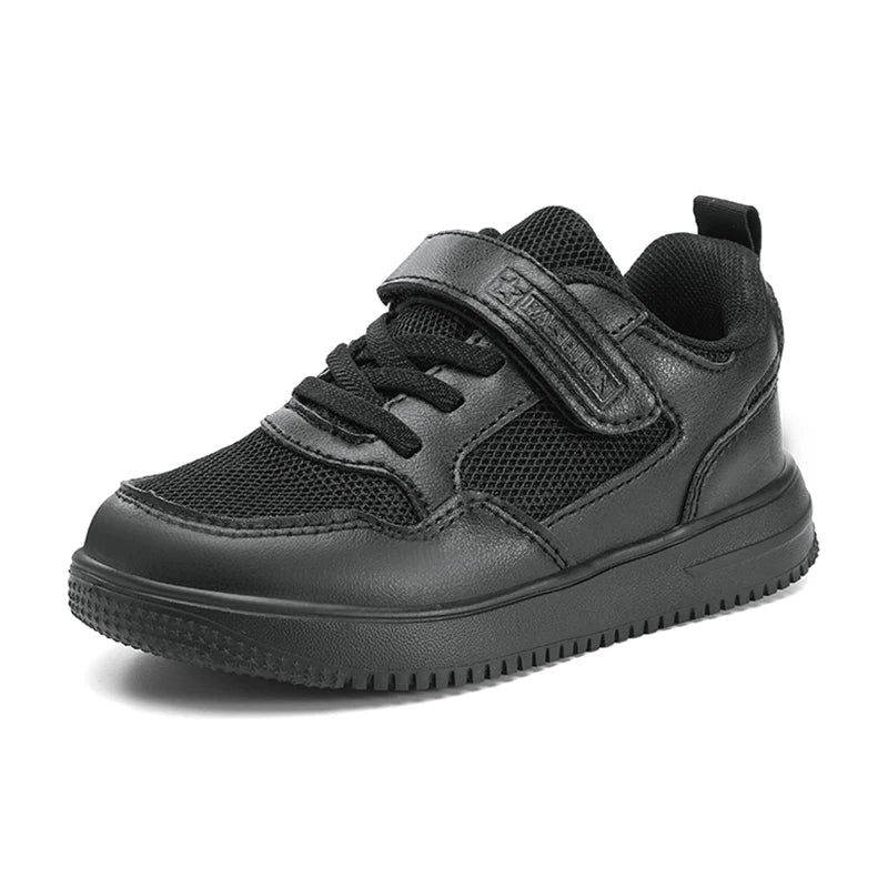 Boys Shoes Sneakers Leather Children Comfortable Flat Shoes Black White Shoes for Kids Girls School Walking Footwear Non Slip