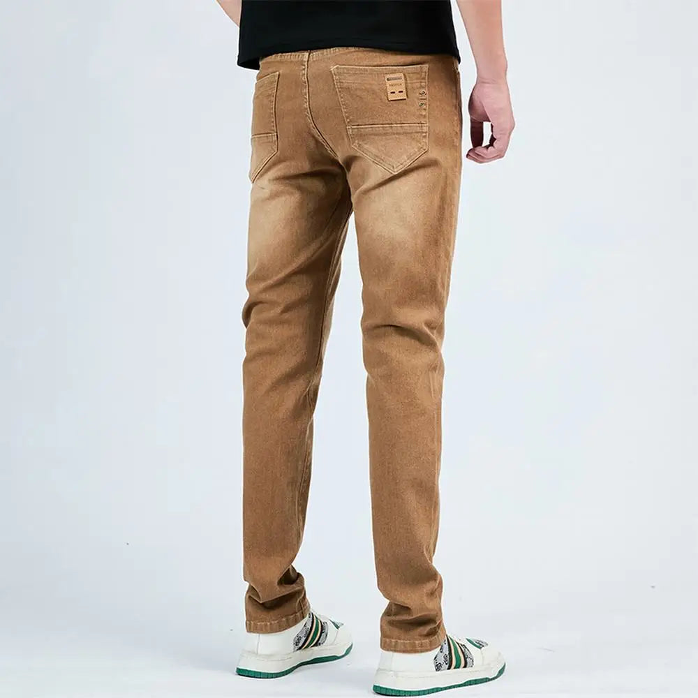 2025 Autumn Men's White Slim Fit Straight Jeans Casual Stretch Denim Pants Comfortable Fashion Streetwear Male Brand Clothing