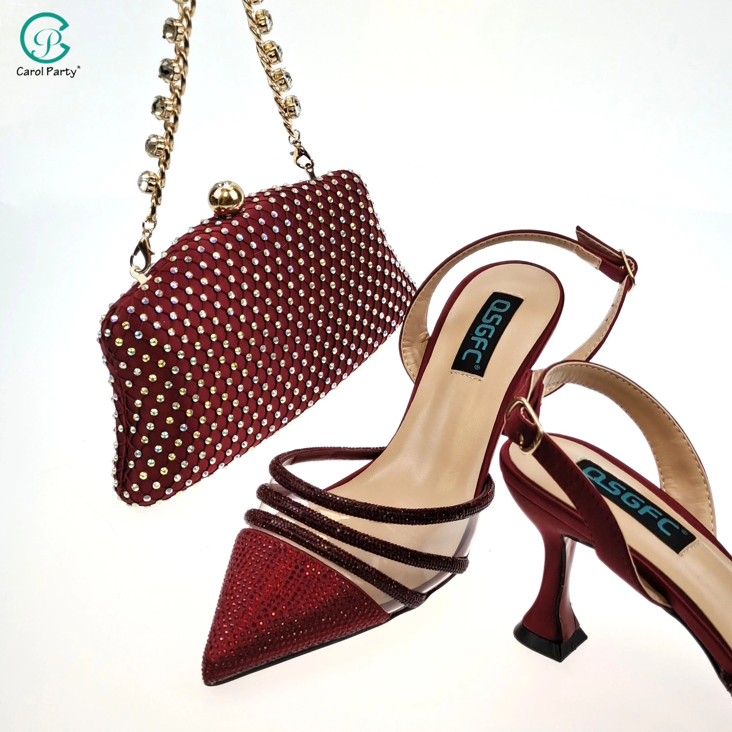 Women's Fashion Crystal Square Button Pointed High Heels