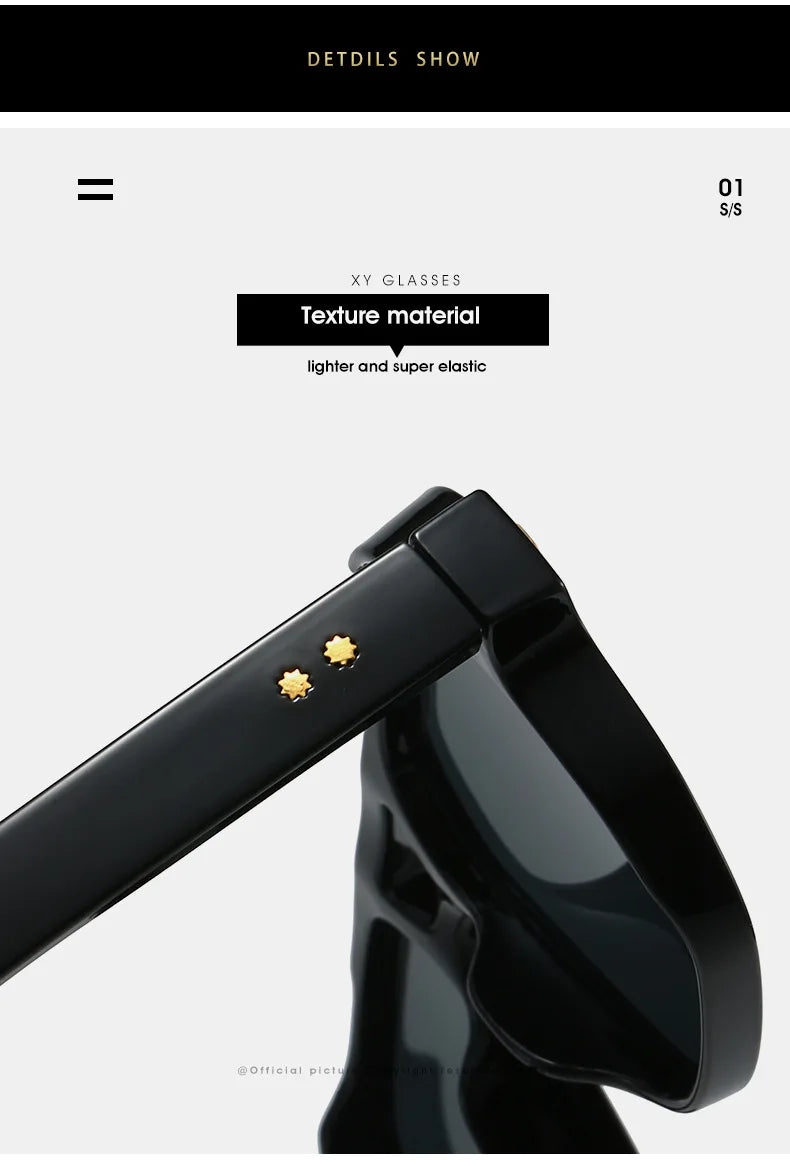 Fashion Square Sunglasses Women Men Driving Rivets Arrow Decoration Casual Travel Suitable for All Sun Glasses Uv400