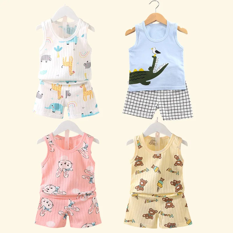Children's Print Sleeveless Tops Shorts