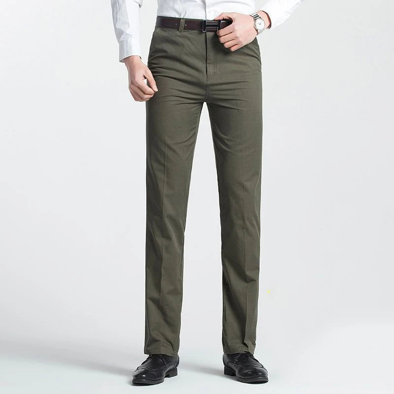 Cotton Straight Suit Pants Men's Loose Trousers