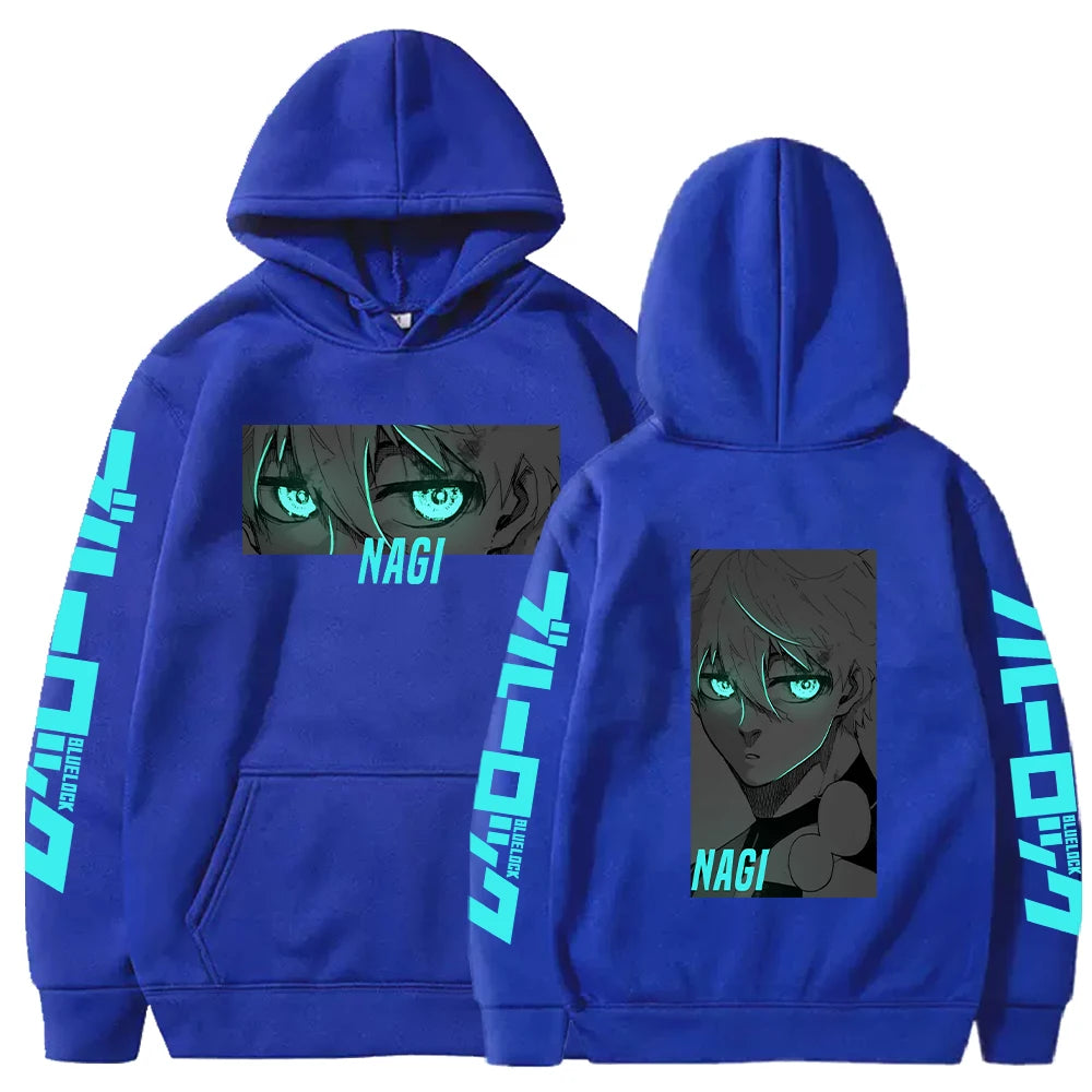 BLUE LOCK Nagi Seishiro Manga Printed Hoodies For Men Women Harajuku Anime Sweatshirts Long Sleeves Fleece Warm Streetwear