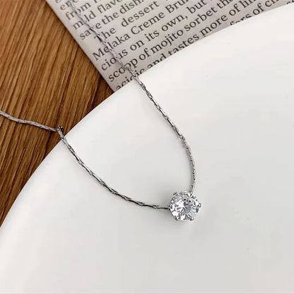 Stainless Steel Gold Plated Dainty Minimalist Zircon Necklace for Women