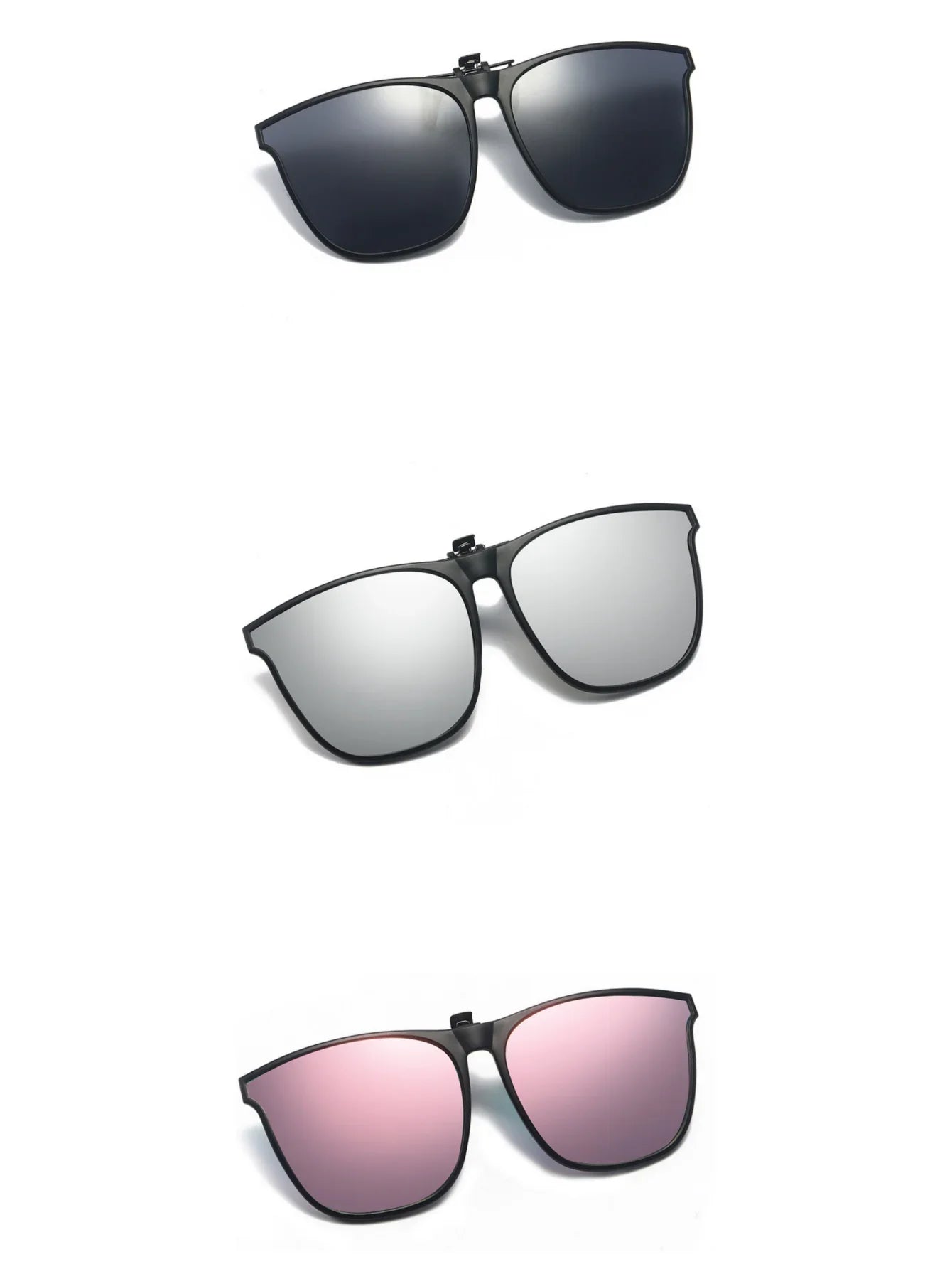 A Pair of New PC Clip Sunglasses for Outdoor Fishing and Driving. Clip Sunglasses for Day and Night Use.