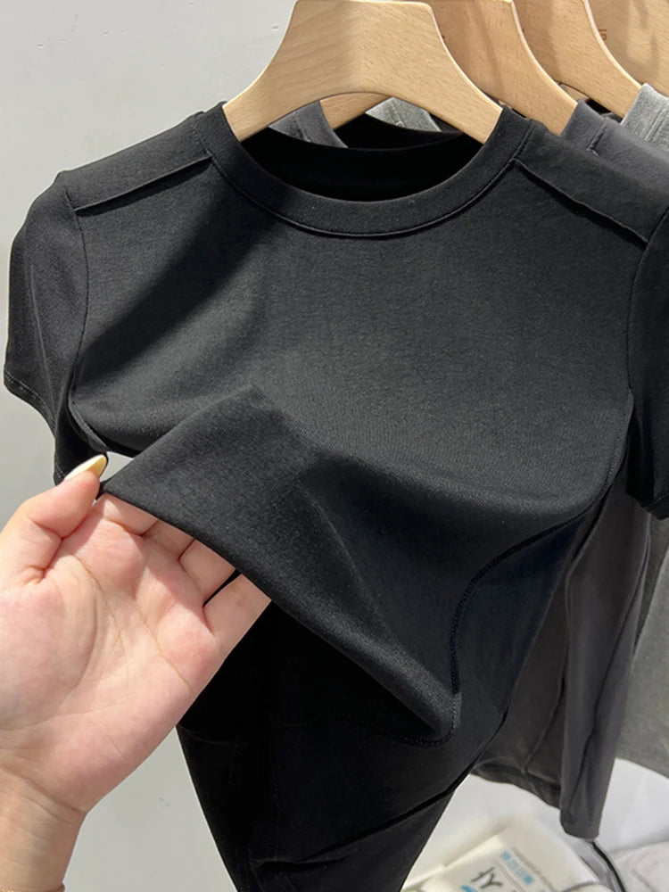 AOSSVIAO 2026 Summer white T-shirt Cotton female short-sleeved student versatile loose half-sleeve t-shirt Harajuku top trend