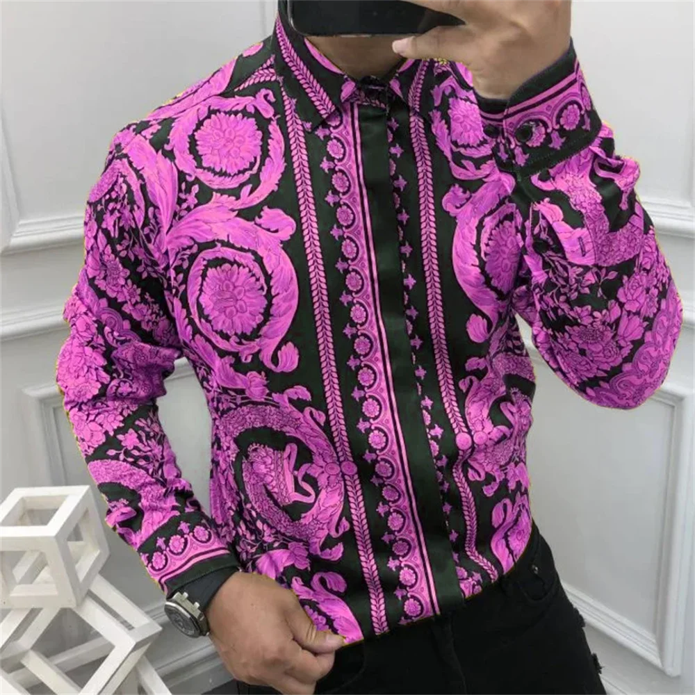 2024 Fashion Men's Luxury Shirts Image Print Men's Long Sleeve Lapel Shirts Casual Party Street Hawaiian Shirts Plus Size S-5XL