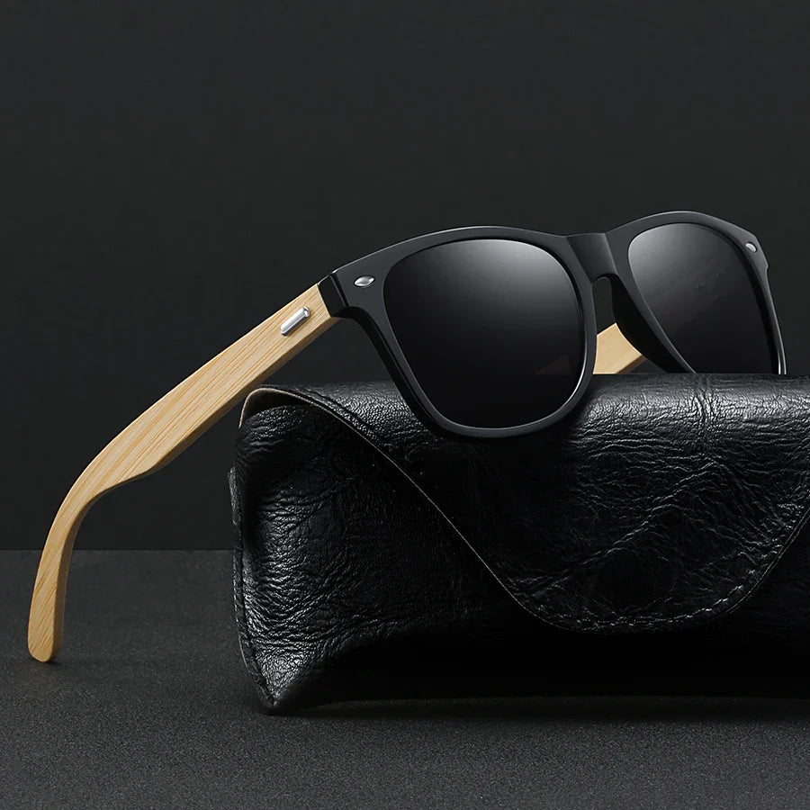 Fashion Bamboo Wood Vintage Square Sunglasses Men Women Luxury Brand Designer Sun Glasses Wooden Driving Fishing Eyewear