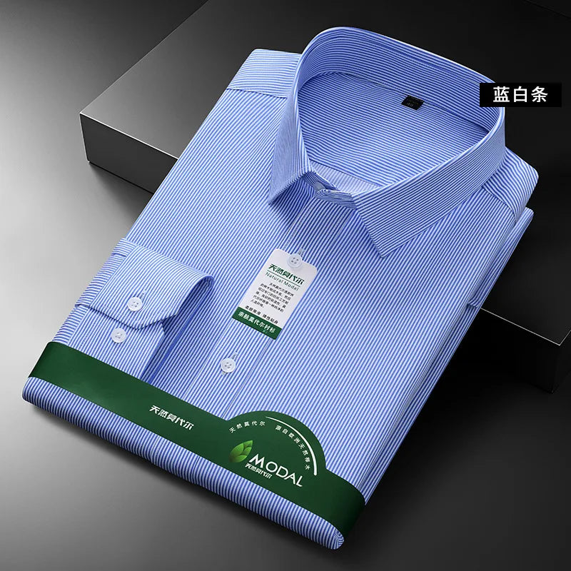 New Quality Anti-Wrinkle Men Shirt Long Sleeves Dress Shirts For Men Slim Fit Camisa Social Business White Office Shirt 4XL 5XL