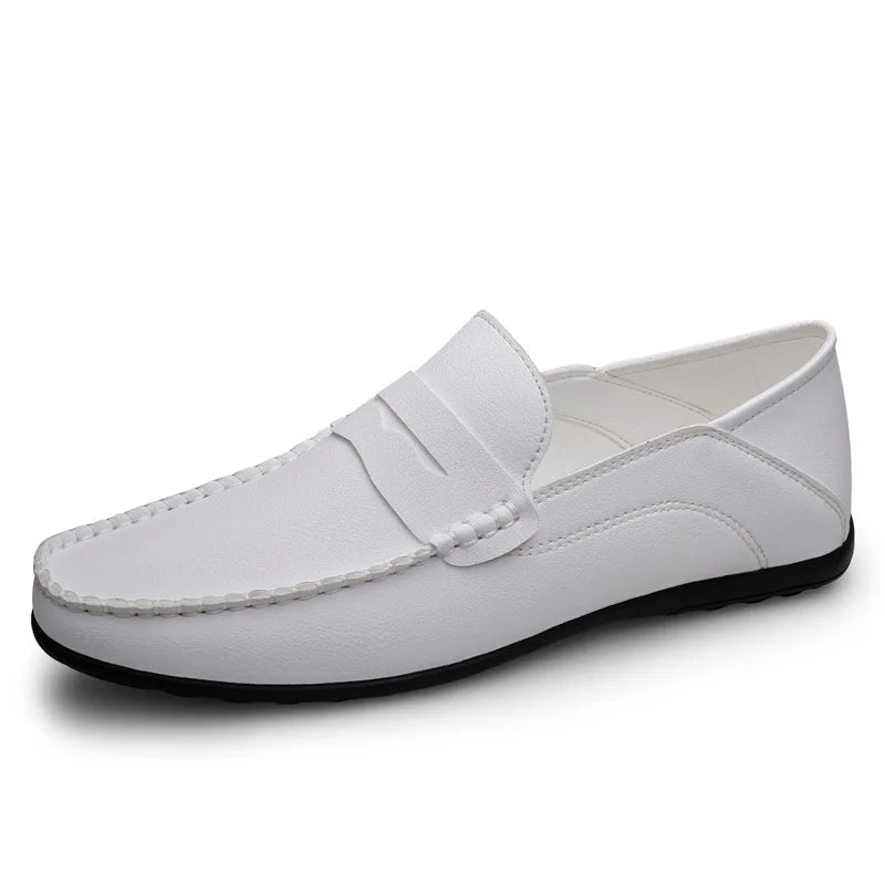 Summer new men's casual leather shoes spot 2024 cross-border large size trend fashion soft bean shoes low-top men's shoes